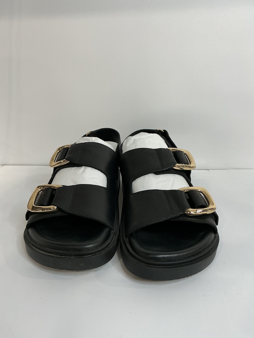 Italian Leather Double Buckle Slingback Sandal